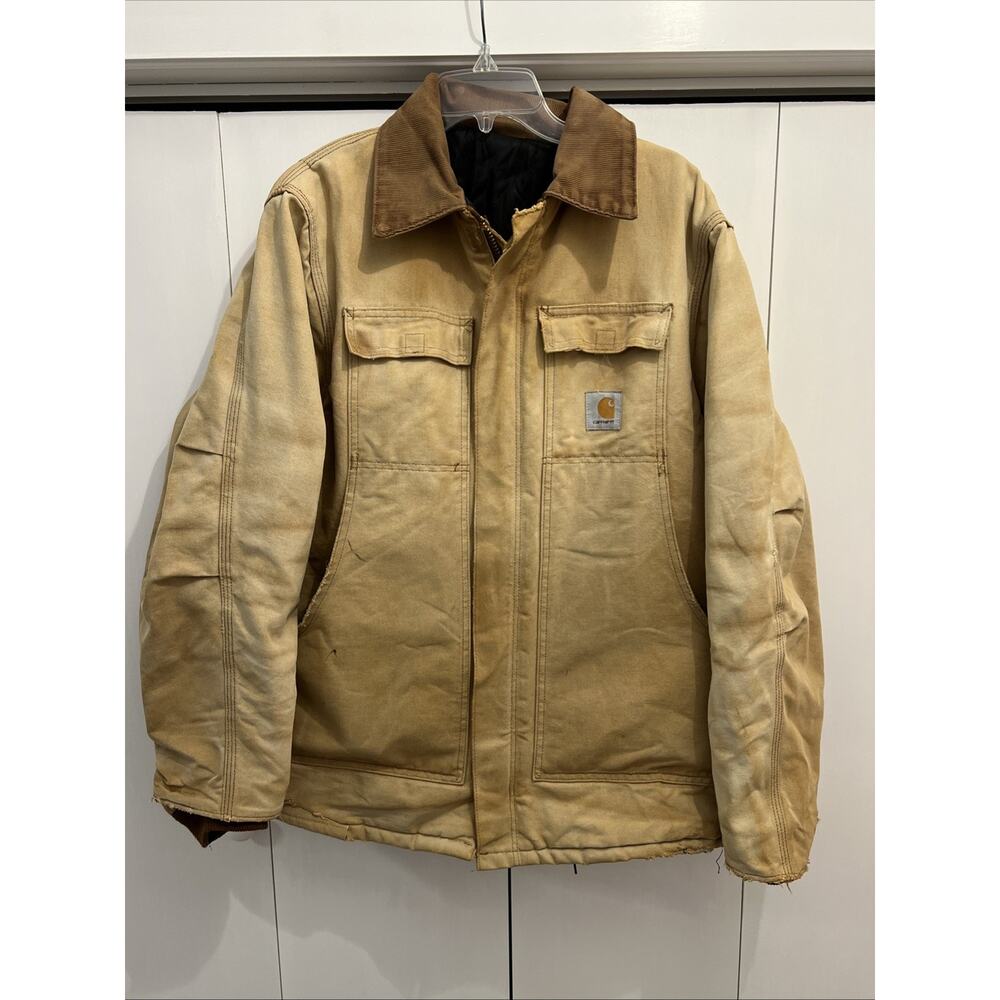 VTG‎ Carhartt Duck Insulated Traditional Coat/Jacket, DISTRESSED/THRASHED, 52”